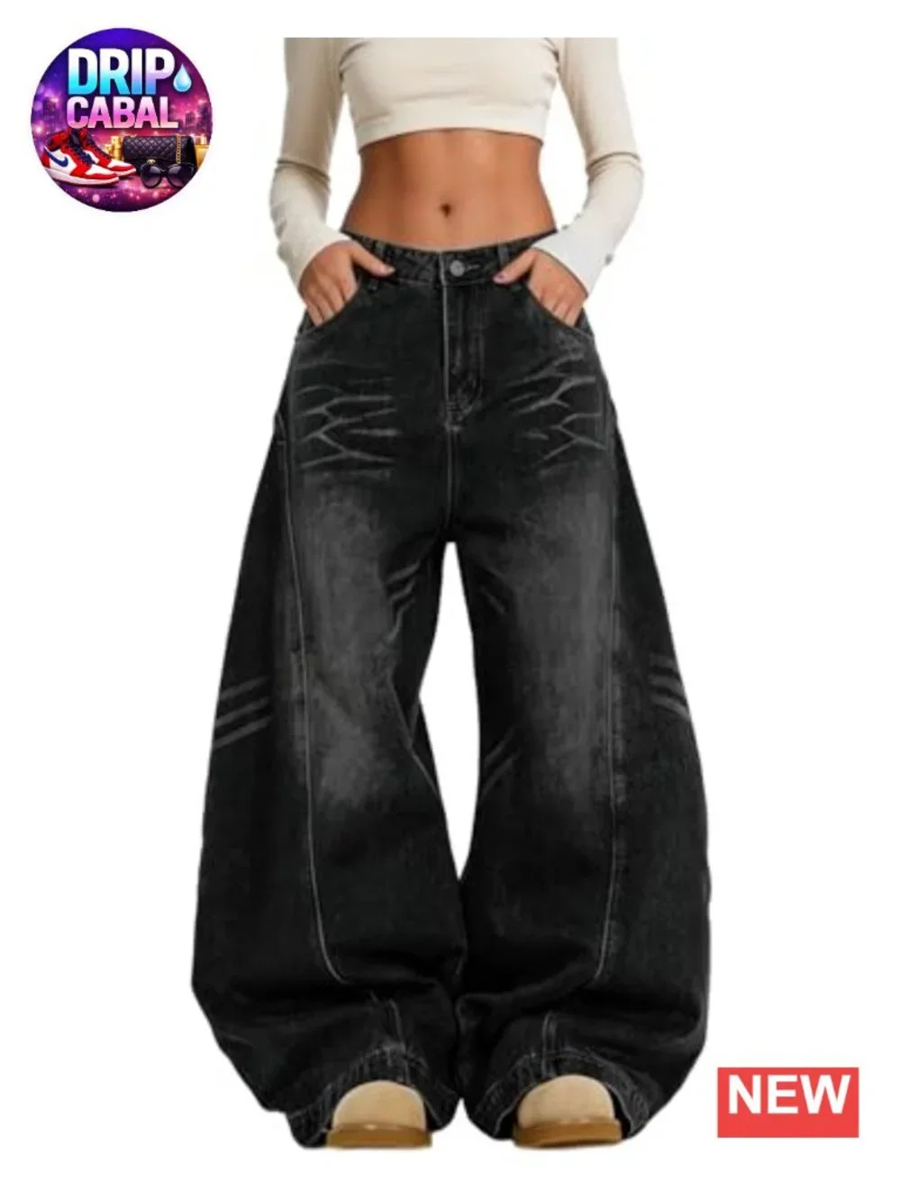 Baggy High Waist Wide Leg Y2K Denim Jeans Women Trendy Grunge Barrel Pants